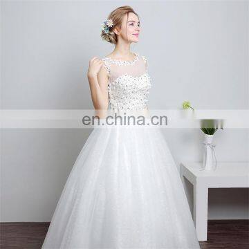 HS1607 Vintage Applique Sleeveless Customized Plus Latest Bridal Wedding Gown Design photo-3