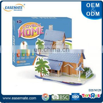 3D puzzle money box seaside holiday house shaped piggy bank for kids