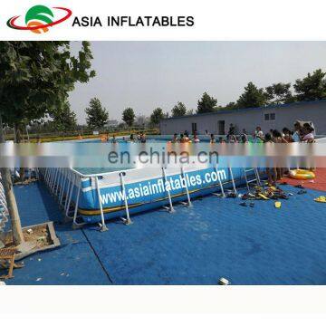 Rectangular Giant Collapsible metal frame aquaculture swimming pool, folding removable swimming pools