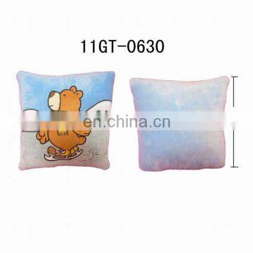 Square Plush Cushion Cartoon Skiing Bear Printing Pillow for Kids