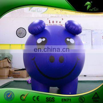 High Quality Giant Blue Inflatabel Helium Pig / Outdoor Advertising Pig Model With Custom Logo