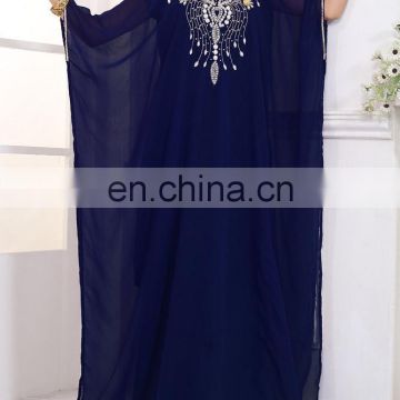 Navy blue Kaftan Abaya Moroccan Maxi Dress Top Gown for women