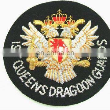 1st queens Hand Embroidery blazer Badge, Patch, gold / silver bullion wire badge, emblem, patch, insignia