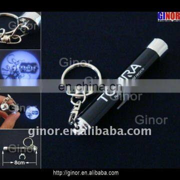 black barrel white logo projector keychain