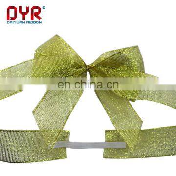 Gold Pre-tied Ribbon Gift Bow With Elastic Band photo-2