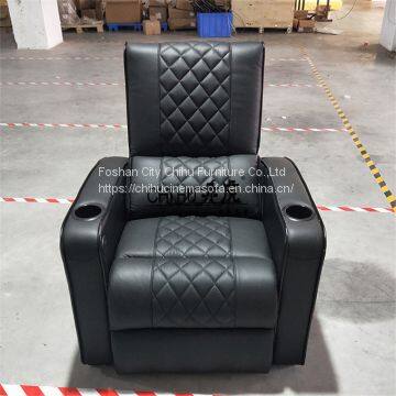 Black leather power recliner single chair,home theater seating with cupholder