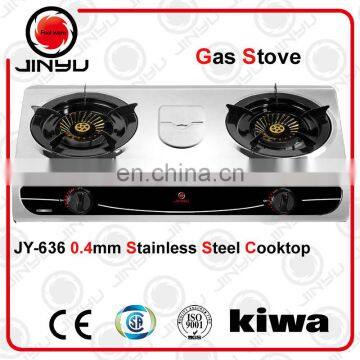 2 burner 0.4mm stainless steel cooktop kitchen appliance gas stove