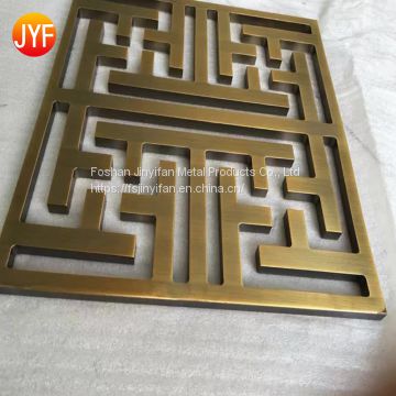 Brass PVD brushed stainless steel decorative screen laser cut wall panel for hotel restaurant decoration