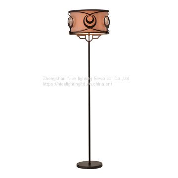 Iron Crystal Fabric Shade Living Room Decorative Floor Lamp