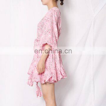 TWOTWINSTYLE Print Hit Color Lantern Long Sleeve O Neck High Waist A Line Summer Dresses Female photo-2