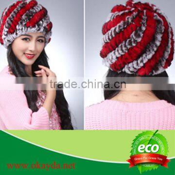 2014 Genuine rex rabbit fur hat for women