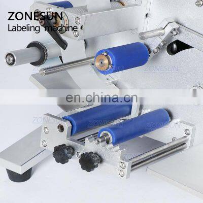 ZONESUN SL-130 Wine Double Side Sticker Round Water Semi Automatic Digital Bottle Labeling Printing Machine For Plastic Bottle photo-4