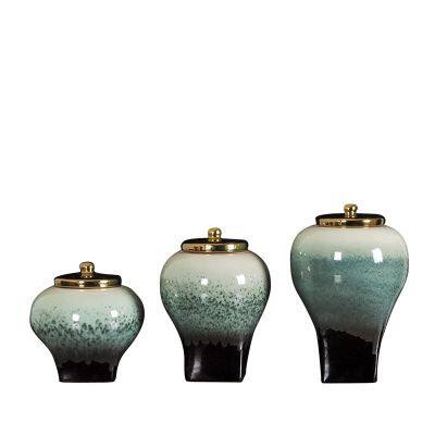 Modern Creative Chinese Jingdezhen Green Storage Jar Ceramic Vase With Lid For Indoor photo-5