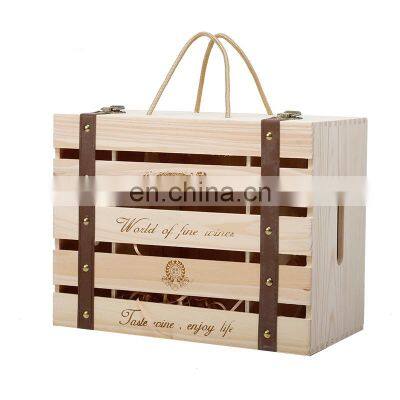 Amazon hot sale high quality 2-6 bottles solid wood wine box for gift accept oem odm order