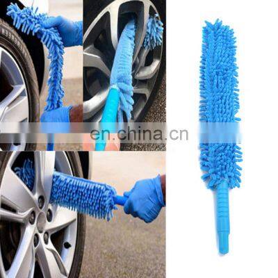 1Pcs Flexible Extra Long Soft Microfiber Noodle Chenille Blue Car Wheel And Tire Cleaner Wash Wheel Cleaner Brush Microfiber Car