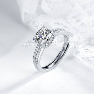 2021 Fashion Jewelry Competitive Price Clearity White D Color Moissanite 925 Sterling Silver Resign Rings For Engagement Party photo-3
