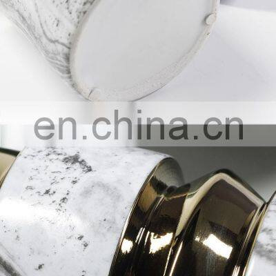 Ceramic Home Decorative Flower Marble Ceramic Vase With Golden Metal photo-5