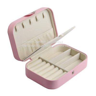Beige Pink Light Pink 3 Colors Leather Jewelry Box Mini Jewelry Storage Box photo-2