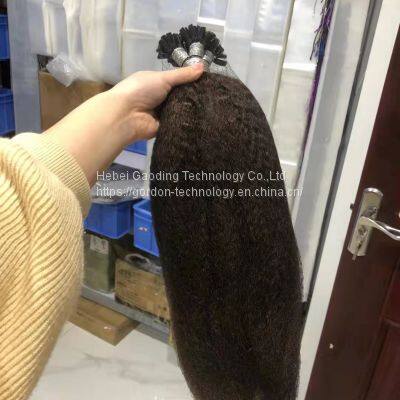 Natrual Color Deep Curly U-tip Human Hair Extension Nail Hair Extension photo-2