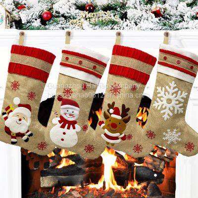 Christmas DecorationsSackcloth Embroidery Christmas Socks Gift BagChristmas Decoration Pendant photo-5
