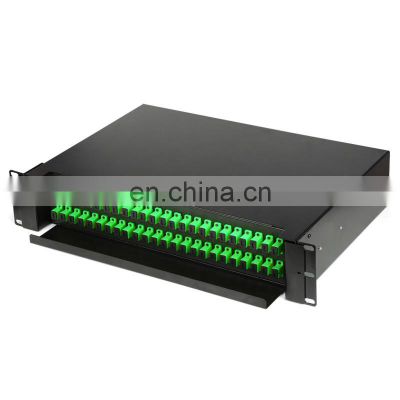 2U 19'' Sliding Type Rackmount Fiber Optic 48 Port Patch Panel Optical Cable SC APC 48 Core Drawer Type Terminal Box