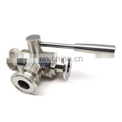 Sanitary  Stainless Steel 3 Way   Tri Clamp T port Ball Valve