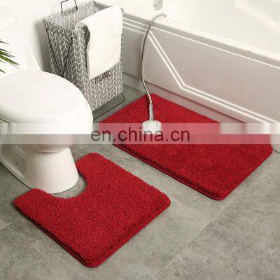 Washable Designer Anti Slip Designer Carpet Floor Luxury Toilet Mats 2 Piece Set Rug Bathroom