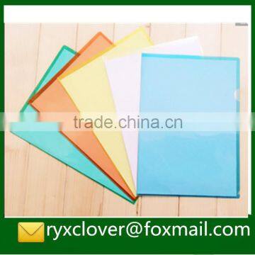 Office stationery transparent a4 size L shape PP plastic file folder