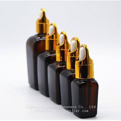 Amber Glass Dropper Bottle Square Shape Empty Bottles for Skin Care Serum Essential Oil Packing photo-4