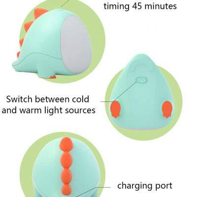 3 Brightness Levels 2 Portable Color Changing Cute Lamp Silicone Baby Rechargeable Dinosaur Led Night Light Kids/Children/Girls photo-5