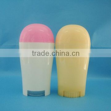 Hot sale plastic deordorant stick container 50ml / bottom filling push up empty plastic material container