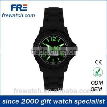 alloy case sports silicone watch with stainless steel back water resisting