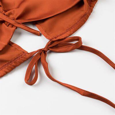 New Style Women's Blouses With Bubble Sleeves and Bow Ties in Europe and America. Bubble Sleeves. photo-4