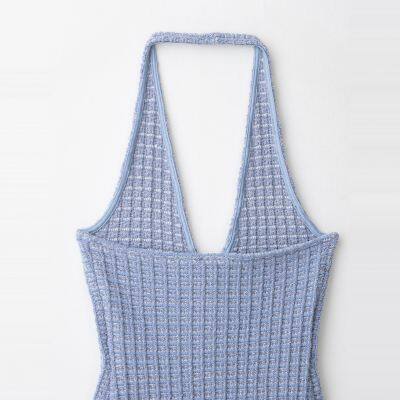 New Women's Fashionable European and American Style Stretch Halter Neck Dress photo-2