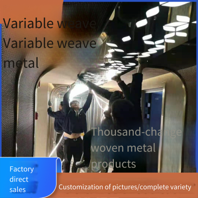 Rose Gold Curtain Wall Building Exterior Wall Decoration, European-style Background Wall Embossed Woven Metal Mesh, Screen Partition Mesh Grid photo-4