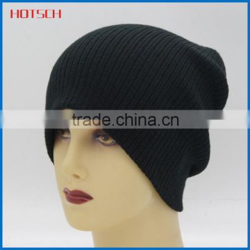 customized black 100% acrylic cheap blank knitted hat