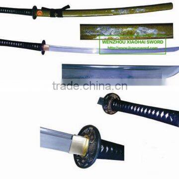 high quality shell engraved pattern steel handmade katana samurai sword HK026