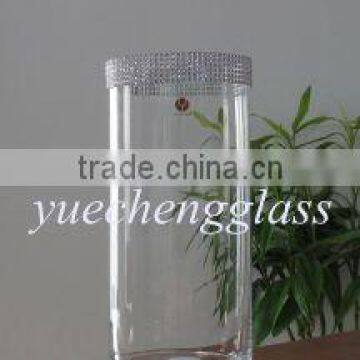 Clear Tall bling cylinder glass vase wholesale