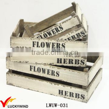 Old Charming Rustic Distressed Flowers Box Wood Crate