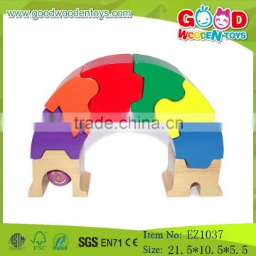 Popular Colorful Bridge Toys Wooden Blocks Puzzle Child Playing Toys