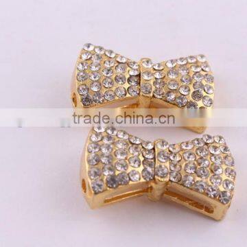 latest bow crystal rhinestone connector charms ! wholesale alloy glitter silver Connector for bracelet making!!