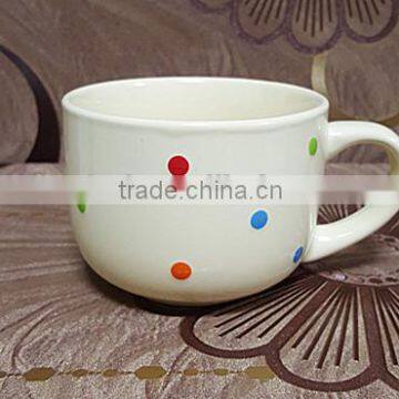 500 ML thick white stoneware ceramic soup bowl with handle                        
                                                Quality Choice