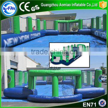 New design green and blue PVC inflatable field beach soccer