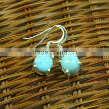 Ready stock 925 Silver earrings sterling larimar silver earrings