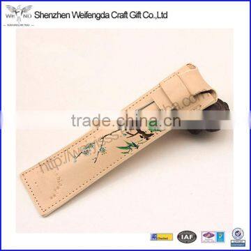 China style printing genuine leather single fountain pen holder