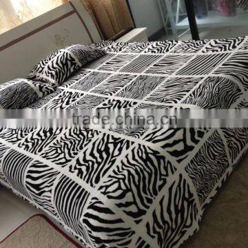 3pcs flannel fleece blanket and pillows with animal skin design super soft blanket zebra