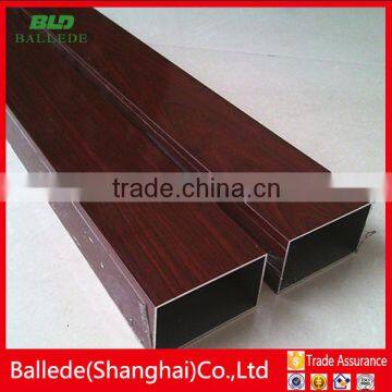 Wood grain aluminum square hollow tube for decoration