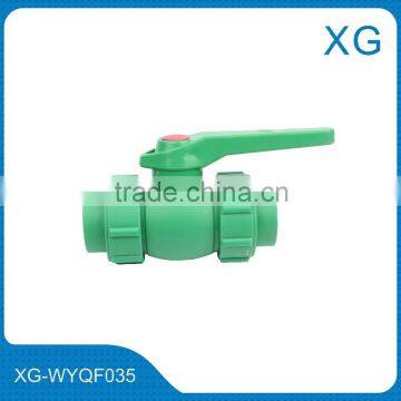 green color plastic brass ball valve for drinking water/water pipe double female threaded stop valve PN25