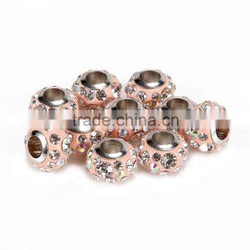Hot Selling Rhinestone 10 pcs Rose Pink Color Glass Beads Loose Beads