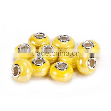 Hot Selling Porcelain 10 pcs Yellow Color Glass Beads Loose Beads